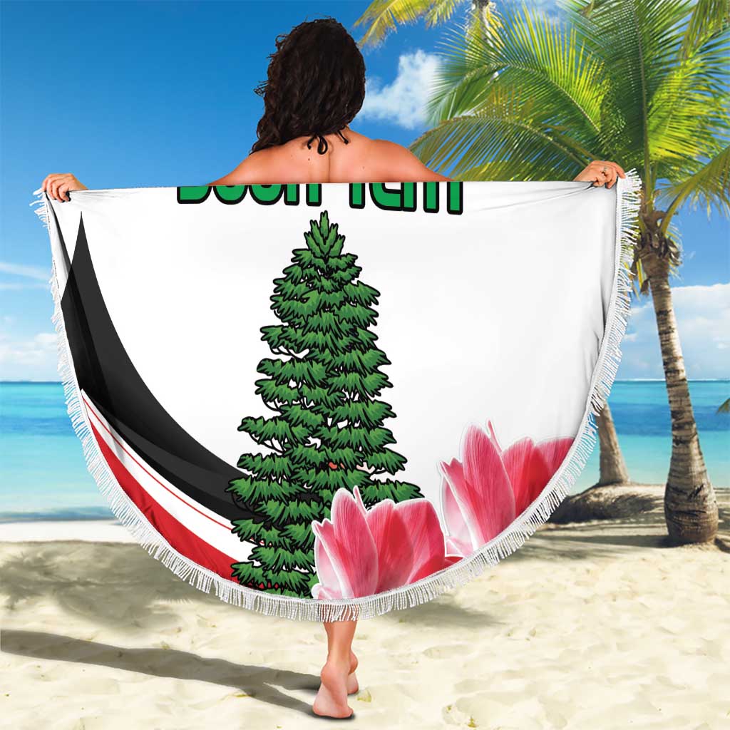 Custom Lebanon Independence Day Beach Blanket Cyclamen Flowers Blooming - Wonder Print Shop
