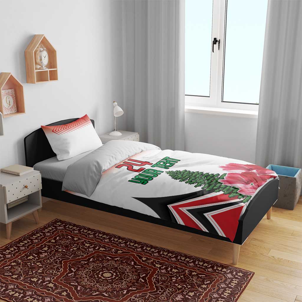 Custom Lebanon Independence Day Bedding Set Cyclamen Flowers Blooming - Wonder Print Shop