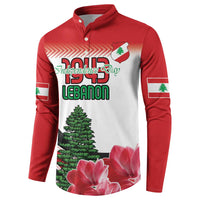 Custom Lebanon Independence Day Button Sweatshirt Cyclamen Flowers Blooming - Wonder Print Shop