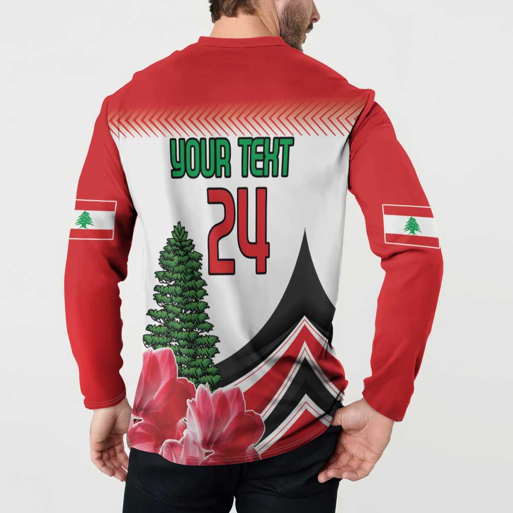 Custom Lebanon Independence Day Button Sweatshirt Cyclamen Flowers Blooming - Wonder Print Shop