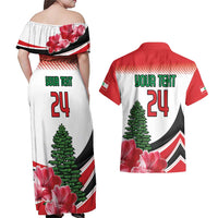 Custom Lebanon Independence Day Couples Matching Off Shoulder Maxi Dress and Hawaiian Shirt Cyclamen Flowers Blooming - Wonder Print Shop