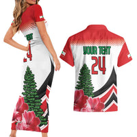 Custom Lebanon Independence Day Couples Matching Short Sleeve Bodycon Dress and Hawaiian Shirt Cyclamen Flowers Blooming - Wonder Print Shop