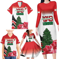 Custom Lebanon Independence Day Family Matching Long Sleeve Bodycon Dress and Hawaiian Shirt Cyclamen Flowers Blooming - Wonder Print Shop