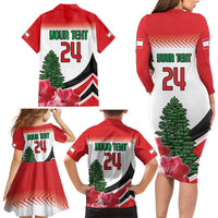 Custom Lebanon Independence Day Family Matching Long Sleeve Bodycon Dress and Hawaiian Shirt Cyclamen Flowers Blooming - Wonder Print Shop