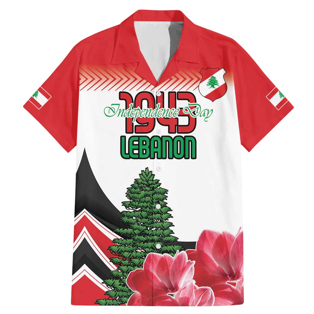 Custom Lebanon Independence Day Family Matching Mermaid Dress and Hawaiian Shirt Cyclamen Flowers Blooming - Wonder Print Shop