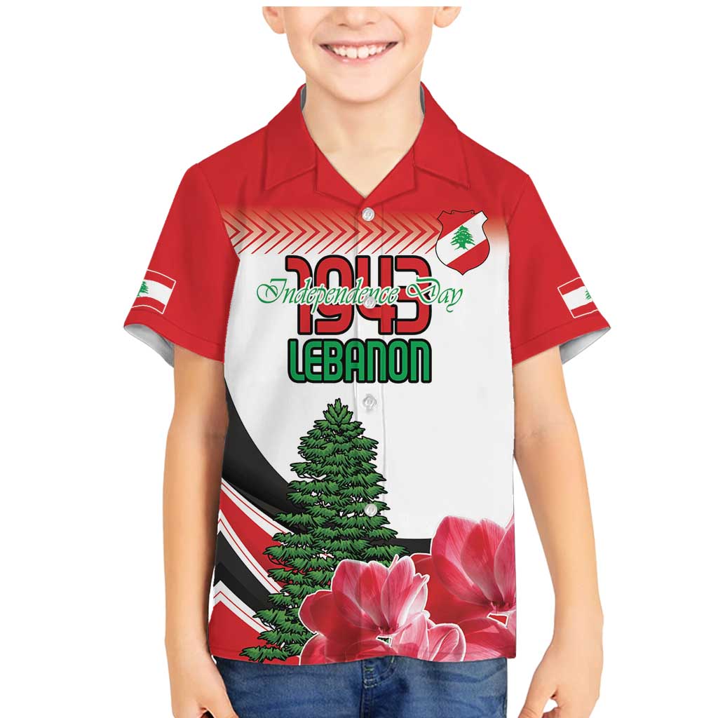 Custom Lebanon Independence Day Family Matching Mermaid Dress and Hawaiian Shirt Cyclamen Flowers Blooming - Wonder Print Shop