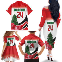 Custom Lebanon Independence Day Family Matching Off The Shoulder Long Sleeve Dress and Hawaiian Shirt Cyclamen Flowers Blooming - Wonder Print Shop