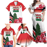 Custom Lebanon Independence Day Family Matching Off Shoulder Maxi Dress and Hawaiian Shirt Cyclamen Flowers Blooming - Wonder Print Shop