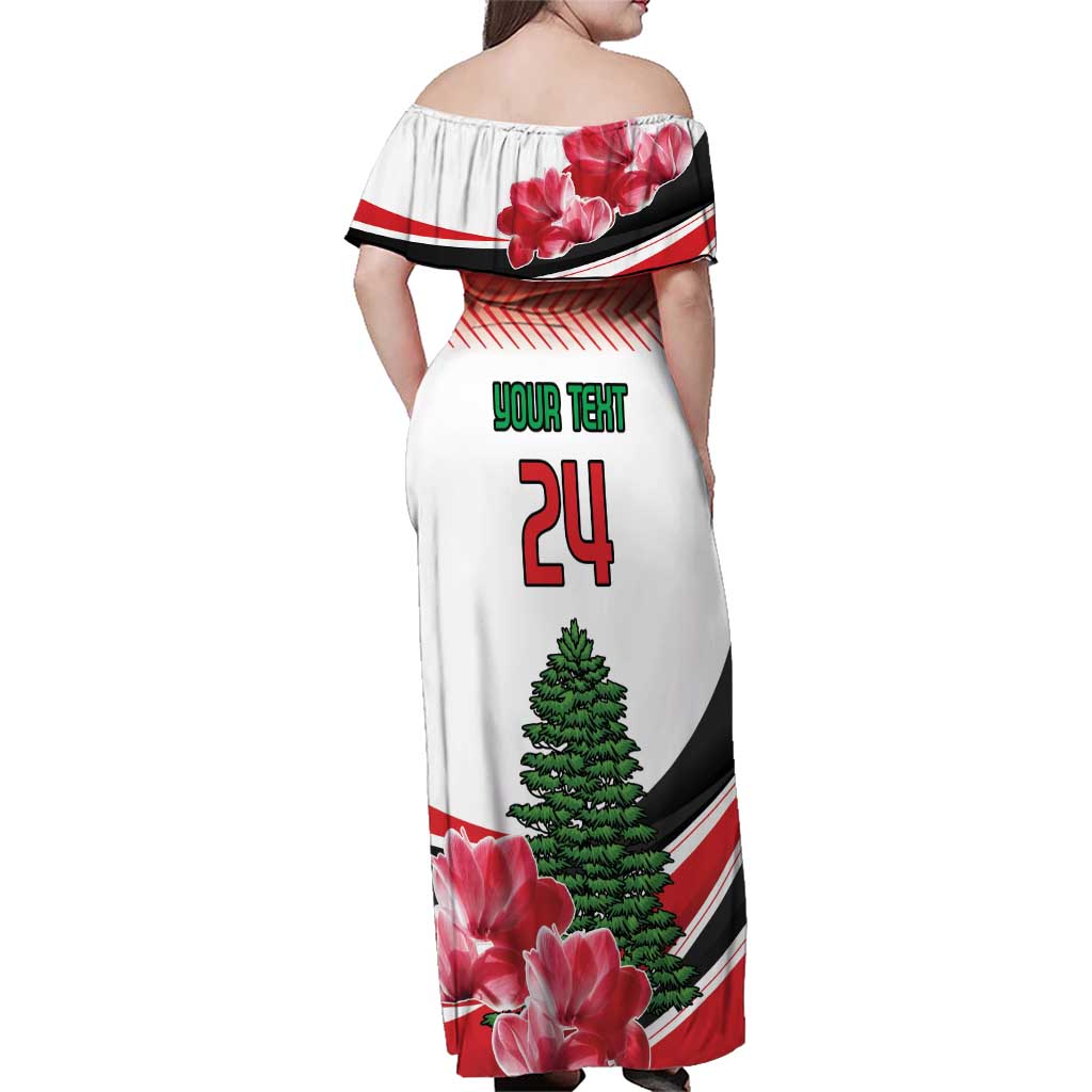 Custom Lebanon Independence Day Family Matching Off Shoulder Maxi Dress and Hawaiian Shirt Cyclamen Flowers Blooming - Wonder Print Shop