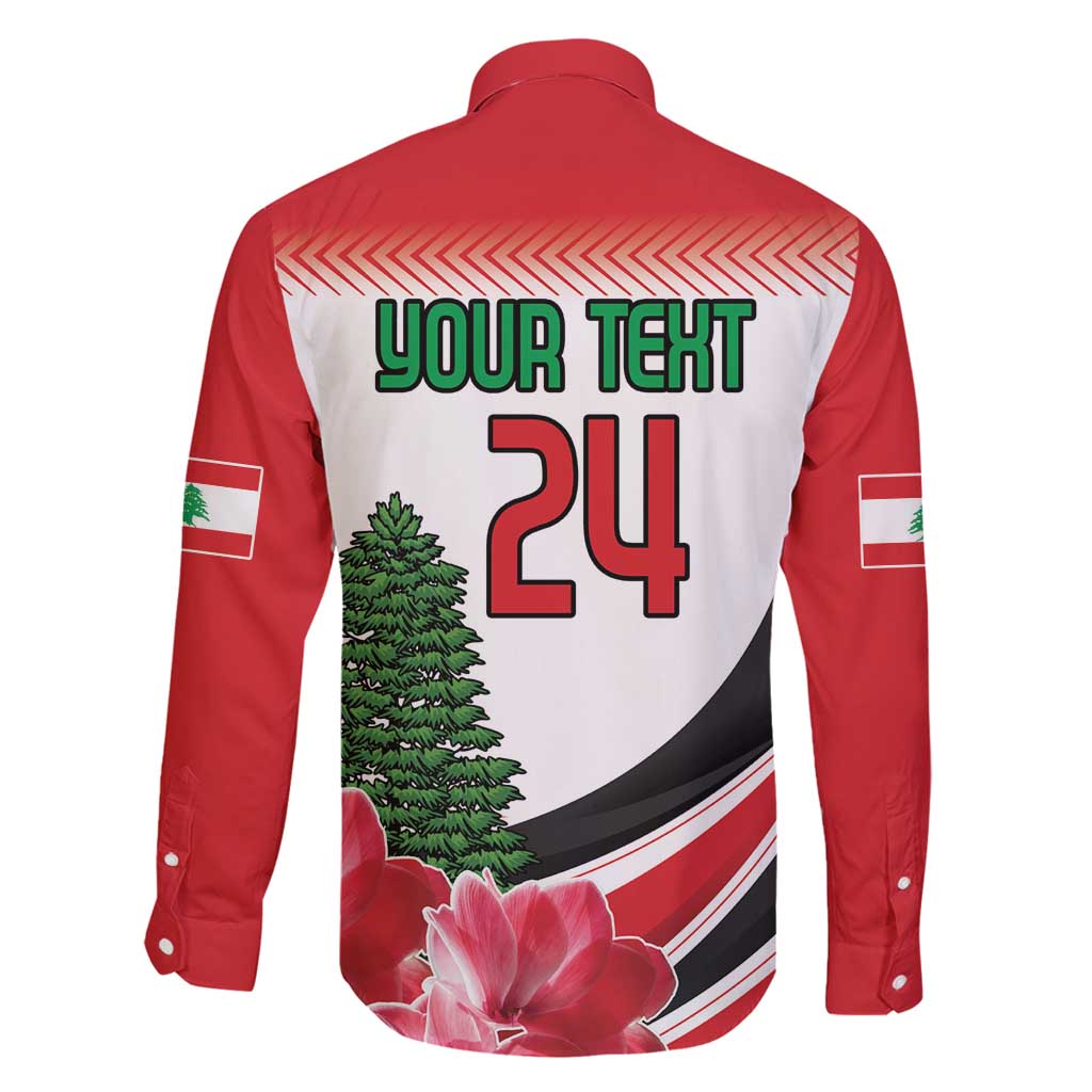 Custom Lebanon Independence Day Family Matching Puletasi and Hawaiian Shirt Cyclamen Flowers Blooming - Wonder Print Shop