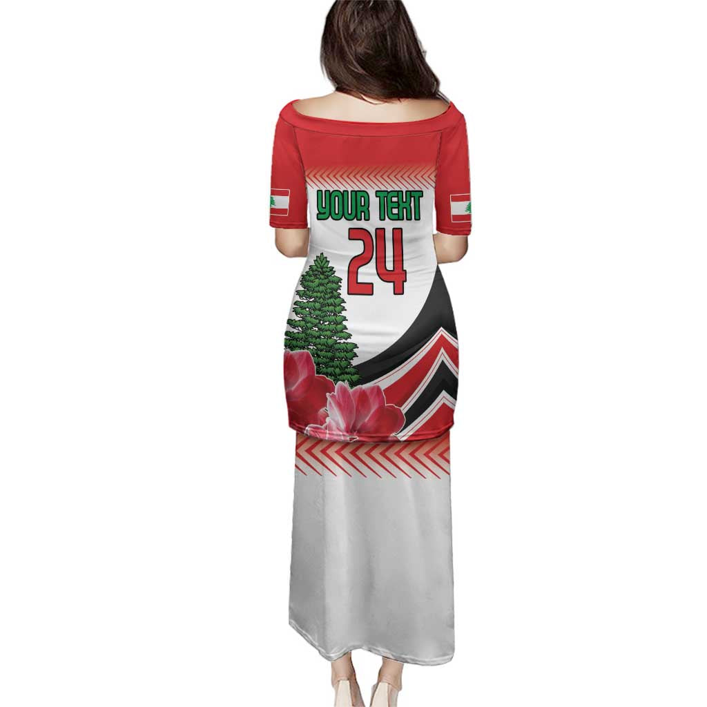 Custom Lebanon Independence Day Family Matching Puletasi and Hawaiian Shirt Cyclamen Flowers Blooming - Wonder Print Shop