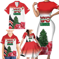 Custom Lebanon Independence Day Family Matching Short Sleeve Bodycon Dress and Hawaiian Shirt Cyclamen Flowers Blooming - Wonder Print Shop