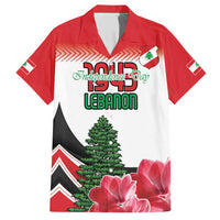 Custom Lebanon Independence Day Family Matching Short Sleeve Bodycon Dress and Hawaiian Shirt Cyclamen Flowers Blooming - Wonder Print Shop