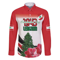 Custom Lebanon Independence Day Family Matching Short Sleeve Bodycon Dress and Hawaiian Shirt Cyclamen Flowers Blooming - Wonder Print Shop