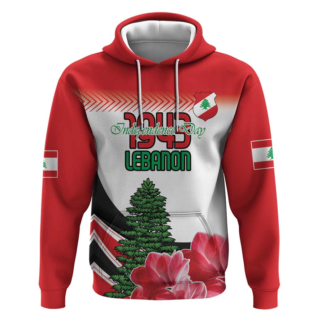 Custom Lebanon Independence Day Hoodie Cyclamen Flowers Blooming - Wonder Print Shop
