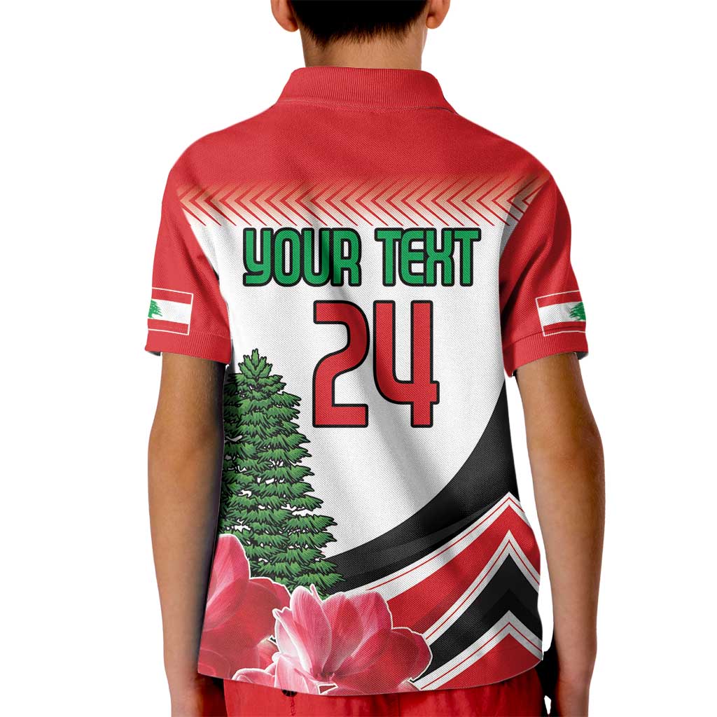 Custom Lebanon Independence Day Kid Polo Shirt Cyclamen Flowers Blooming - Wonder Print Shop