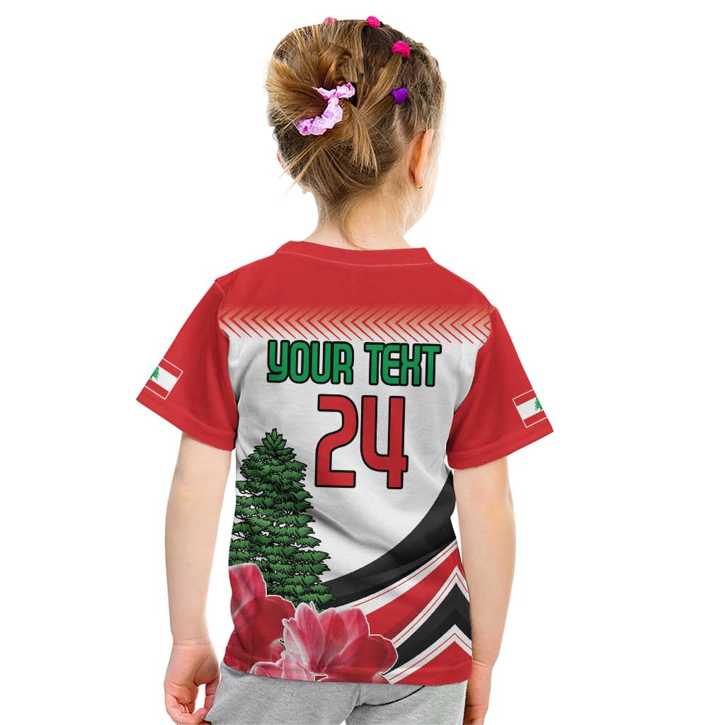 Custom Lebanon Independence Day Kid T Shirt Cyclamen Flowers Blooming - Wonder Print Shop