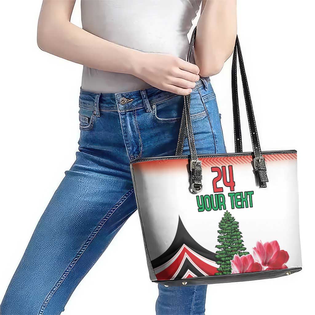 Custom Lebanon Independence Day Leather Tote Bag Cyclamen Flowers Blooming - Wonder Print Shop