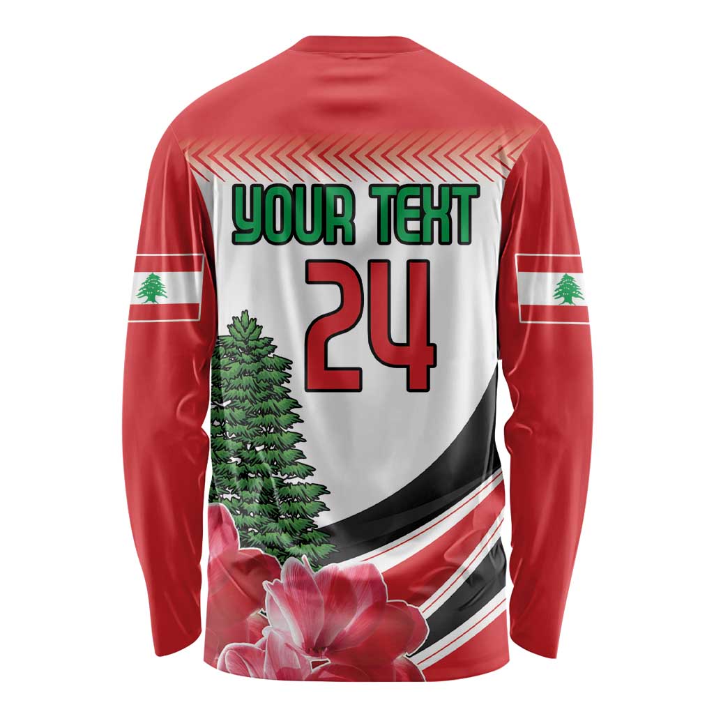 Custom Lebanon Independence Day Long Sleeve Shirt Cyclamen Flowers Blooming - Wonder Print Shop