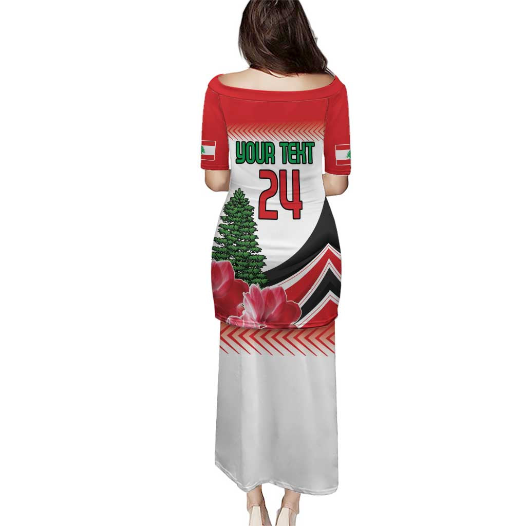 Custom Lebanon Independence Day Puletasi Cyclamen Flowers Blooming - Wonder Print Shop