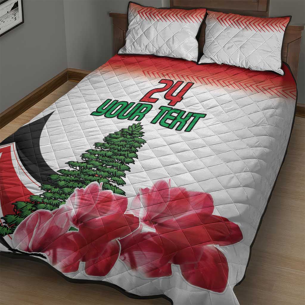 Custom Lebanon Independence Day Quilt Bed Set Cyclamen Flowers Blooming - Wonder Print Shop