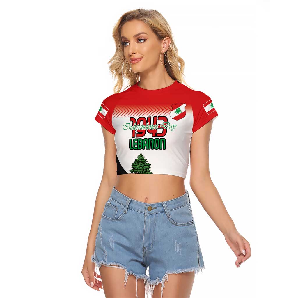 Custom Lebanon Independence Day Raglan Cropped T Shirt Cyclamen Flowers Blooming - Wonder Print Shop