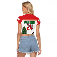 Custom Lebanon Independence Day Raglan Cropped T Shirt Cyclamen Flowers Blooming - Wonder Print Shop