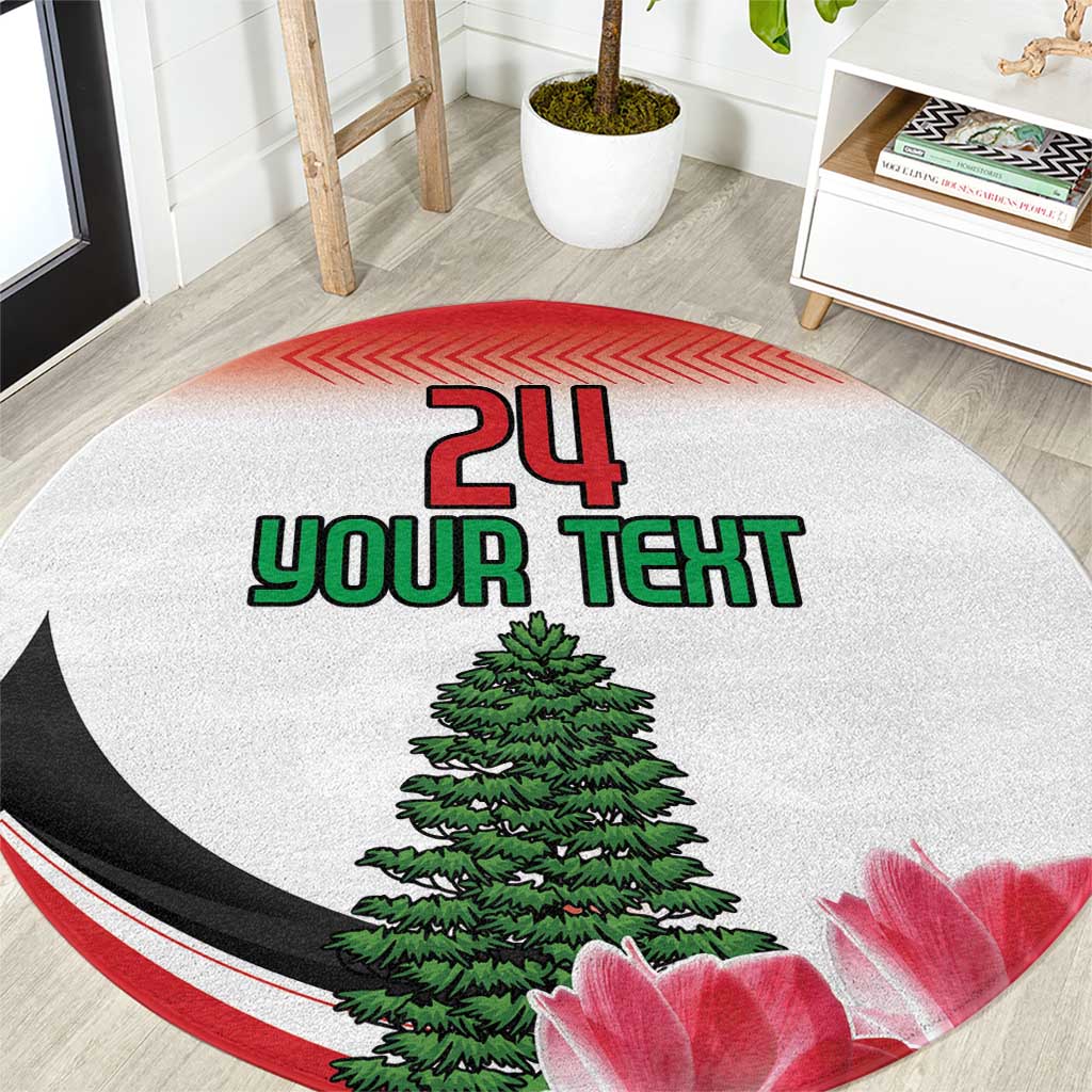 Custom Lebanon Independence Day Round Carpet Cyclamen Flowers Blooming