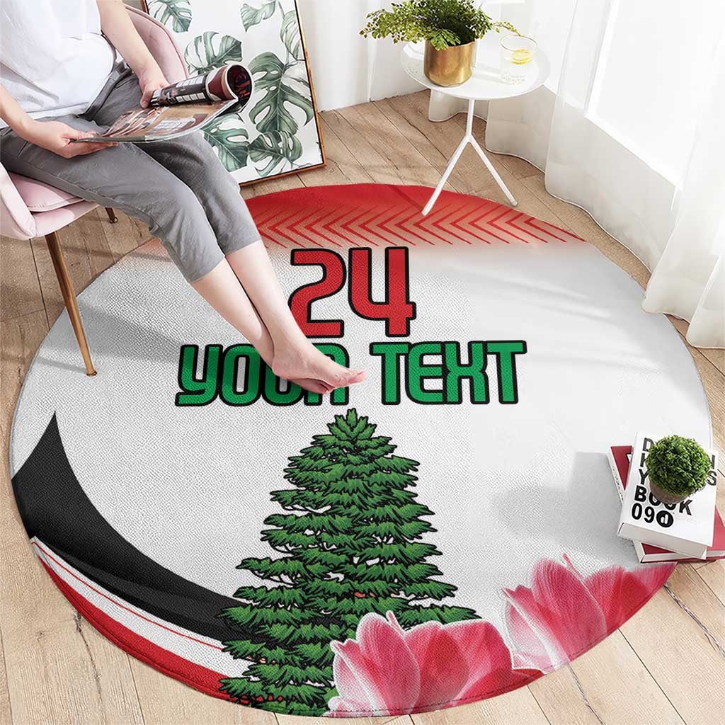 Custom Lebanon Independence Day Round Carpet Cyclamen Flowers Blooming