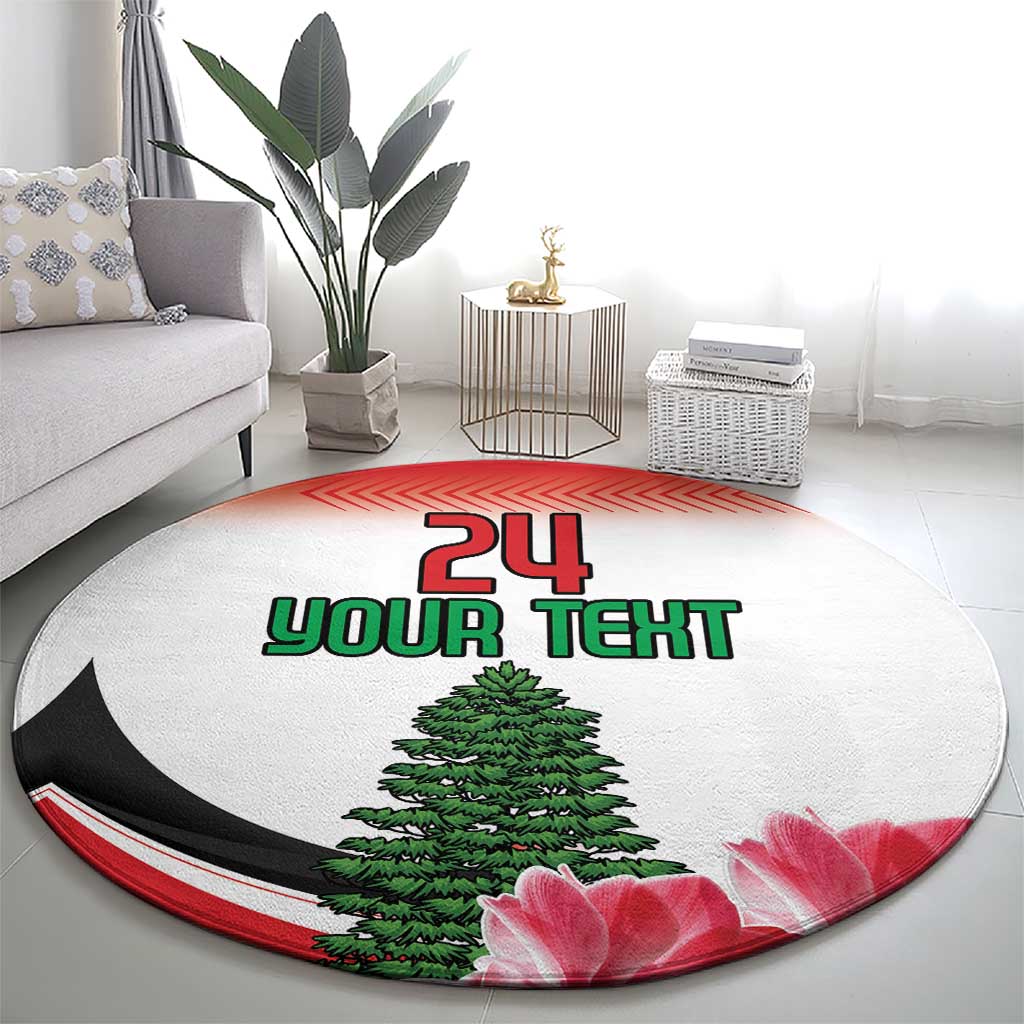 Custom Lebanon Independence Day Round Carpet Cyclamen Flowers Blooming