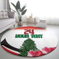 Custom Lebanon Independence Day Round Carpet Cyclamen Flowers Blooming