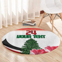 Custom Lebanon Independence Day Round Carpet Cyclamen Flowers Blooming