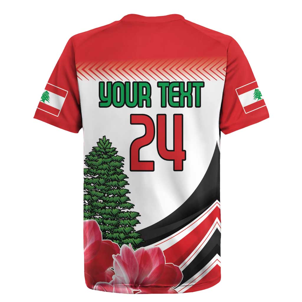 Custom Lebanon Independence Day Rugby Jersey Cyclamen Flowers Blooming - Wonder Print Shop
