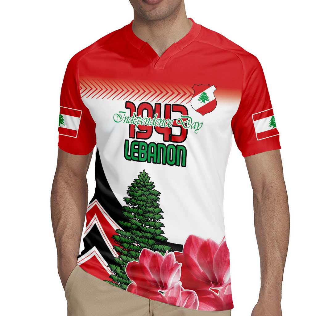 Custom Lebanon Independence Day Rugby Jersey Cyclamen Flowers Blooming - Wonder Print Shop