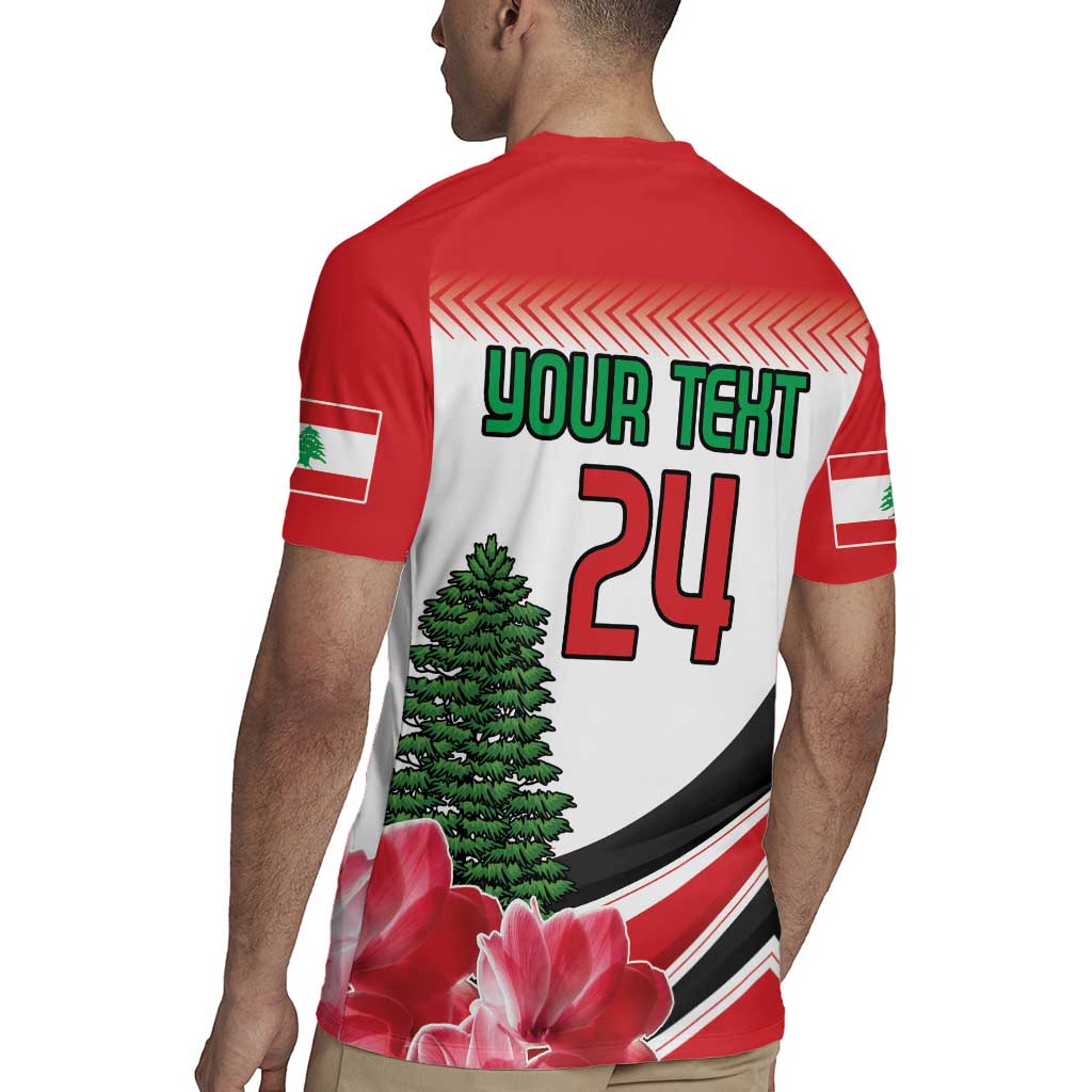 Custom Lebanon Independence Day Rugby Jersey Cyclamen Flowers Blooming - Wonder Print Shop
