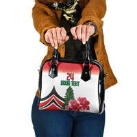 Custom Lebanon Independence Day Shoulder Handbag Cyclamen Flowers Blooming