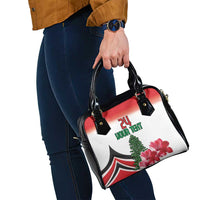 Custom Lebanon Independence Day Shoulder Handbag Cyclamen Flowers Blooming