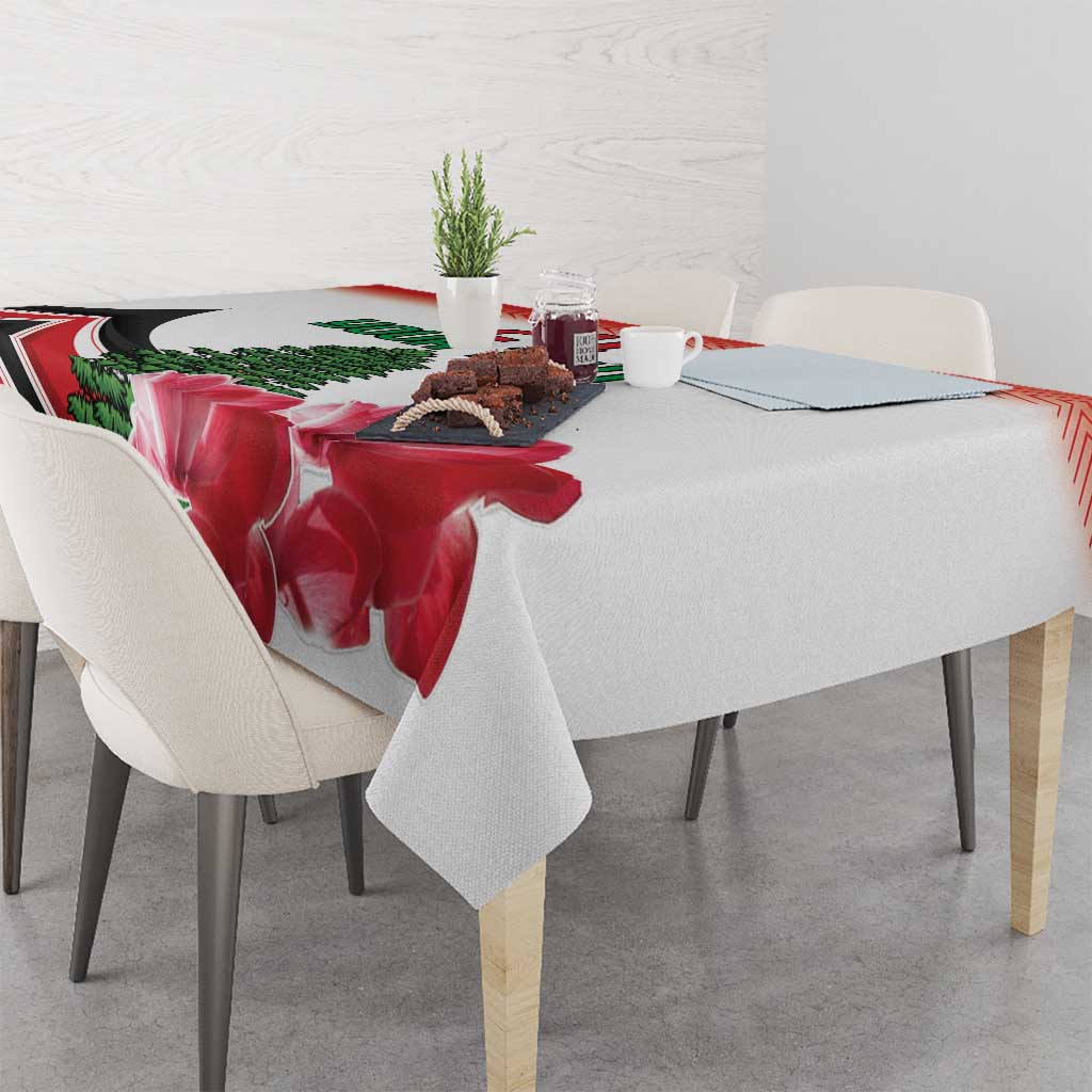 Custom Lebanon Independence Day Tablecloth Cyclamen Flowers Blooming - Wonder Print Shop