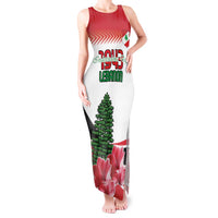 Custom Lebanon Independence Day Tank Maxi Dress Cyclamen Flowers Blooming - Wonder Print Shop
