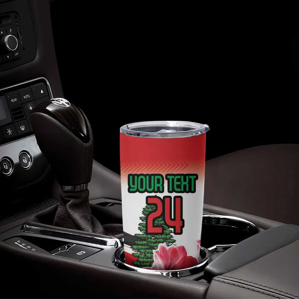 Custom Lebanon Independence Day Tumbler Cup Cyclamen Flowers Blooming - Wonder Print Shop