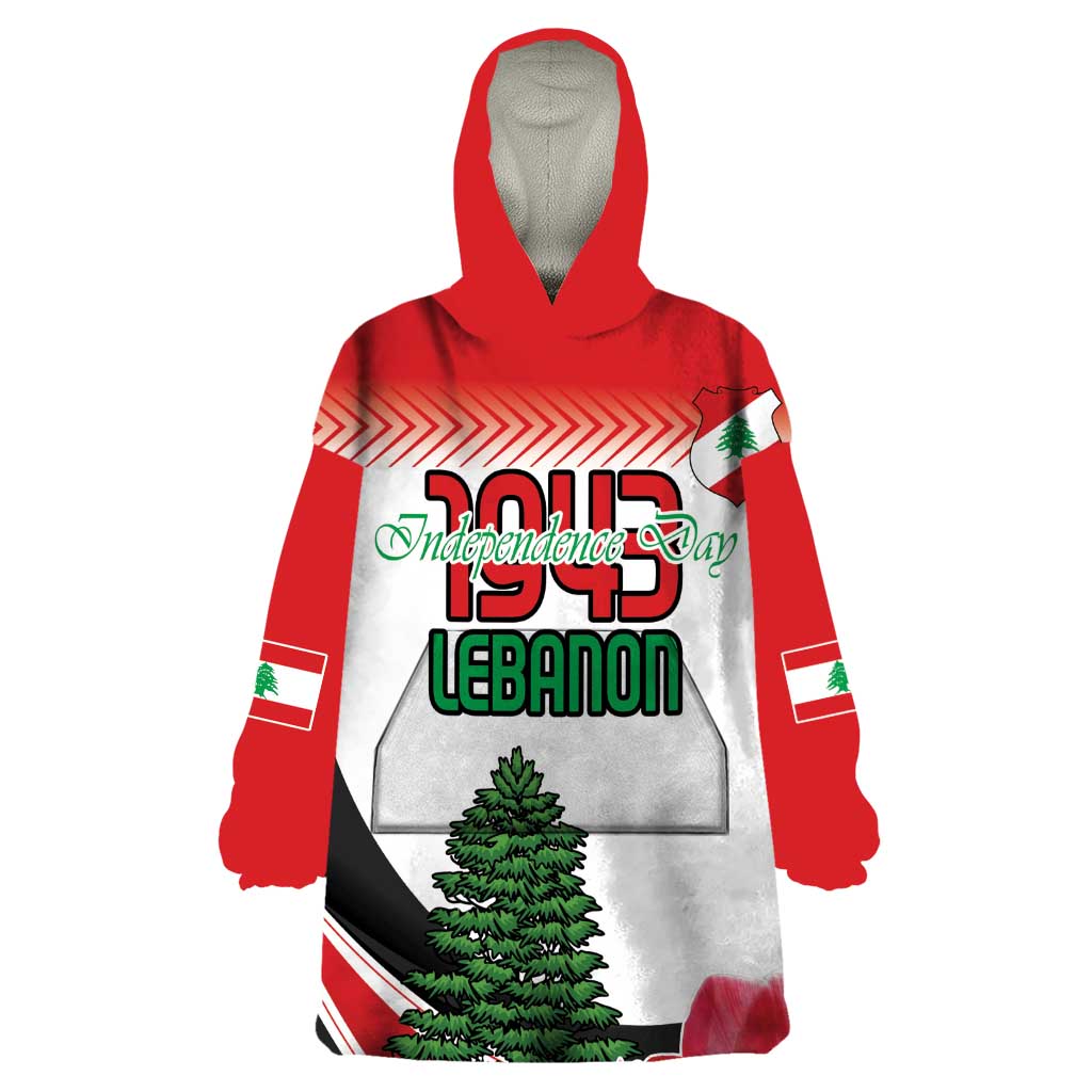 Custom Lebanon Independence Day Wearable Blanket Hoodie Cyclamen Flowers Blooming - Wonder Print Shop