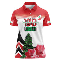Custom Lebanon Independence Day Women Polo Shirt Cyclamen Flowers Blooming - Wonder Print Shop