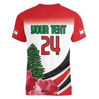 Custom Lebanon Independence Day Women V-Neck T-Shirt Cyclamen Flowers Blooming - Wonder Print Shop