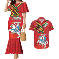 Personalized Lithuania Coat Of Arms Couples Matching Mermaid Dress and Hawaiian Shirt Special Version - Wonder Print Shop