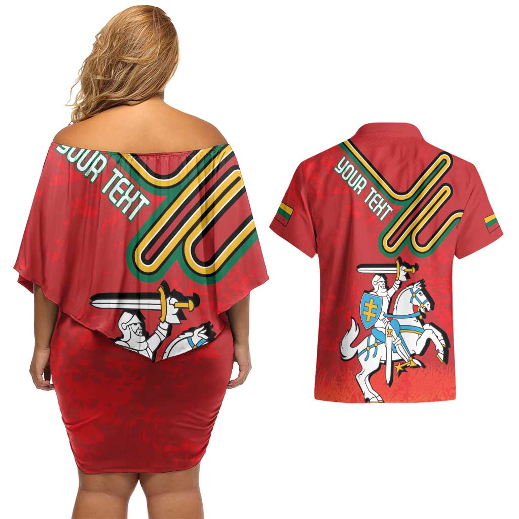 Personalized Lithuania Coat Of Arms Couples Matching Off Shoulder Short Dress and Hawaiian Shirt Special Version - Wonder Print Shop