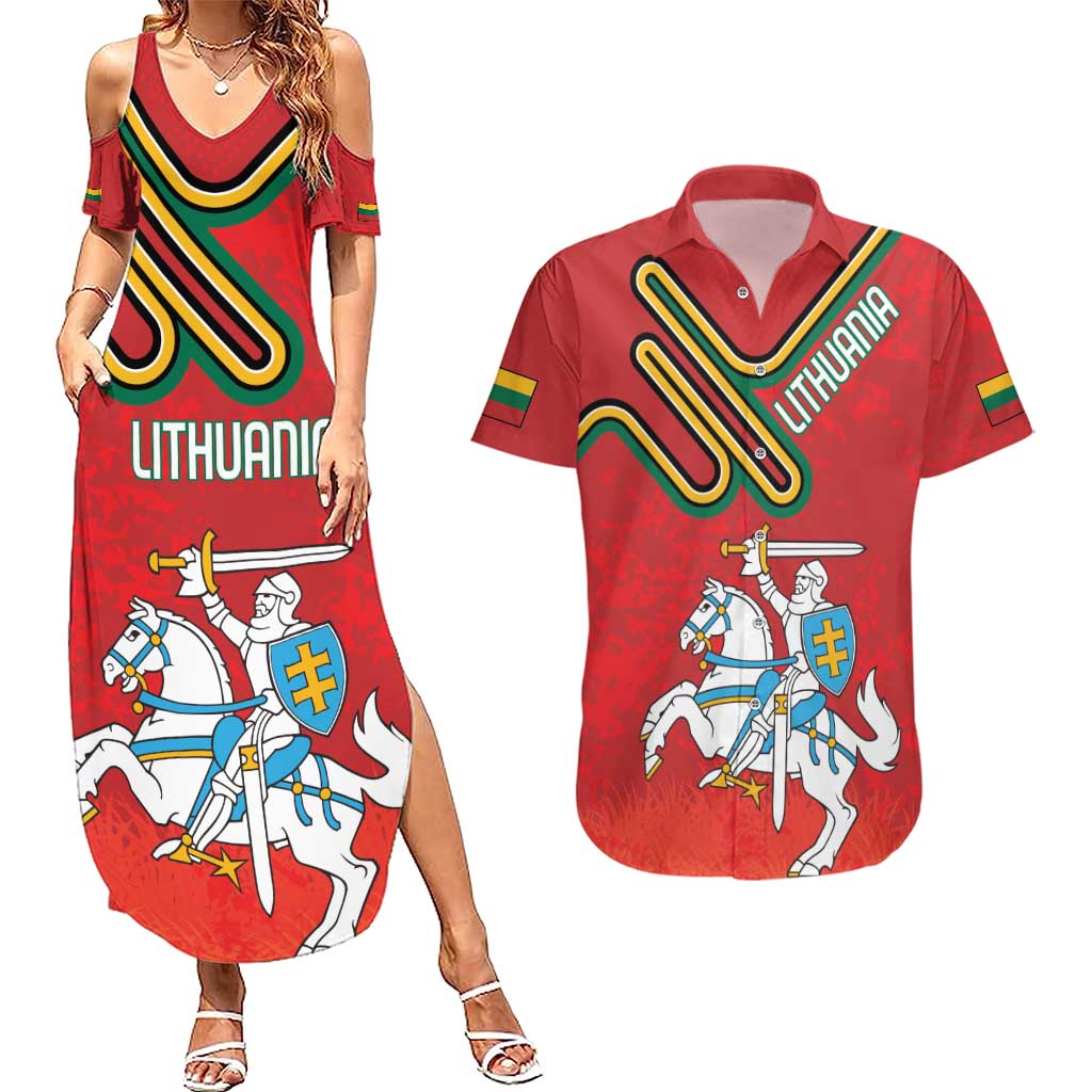 Personalized Lithuania Coat Of Arms Couples Matching Summer Maxi Dress and Hawaiian Shirt Special Version - Wonder Print Shop