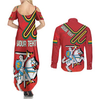 Personalized Lithuania Coat Of Arms Couples Matching Summer Maxi Dress and Long Sleeve Button Shirt Special Version - Wonder Print Shop