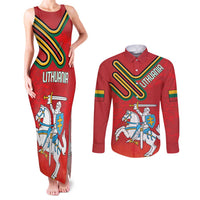 Personalized Lithuania Coat Of Arms Couples Matching Tank Maxi Dress and Long Sleeve Button Shirt Special Version - Wonder Print Shop