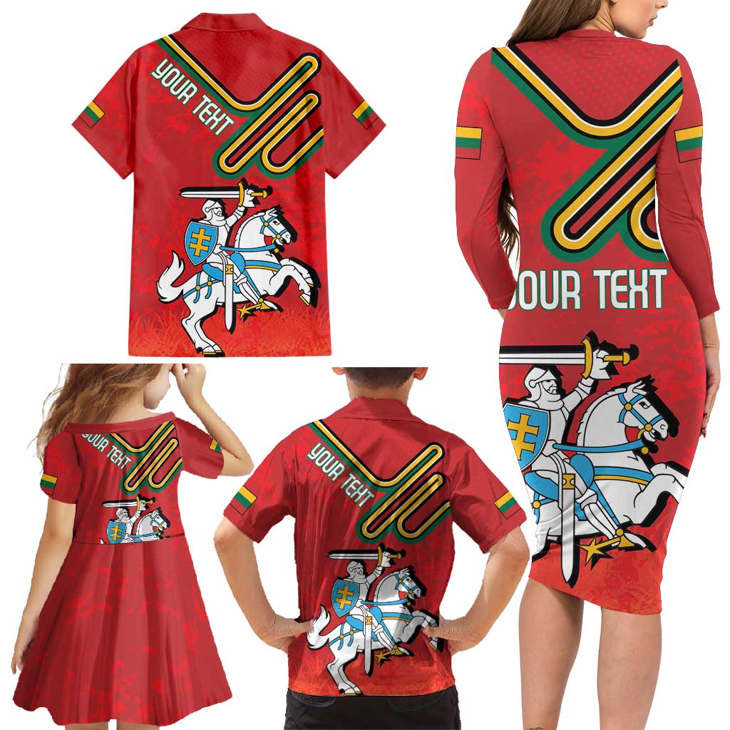Personalized Lithuania Coat Of Arms Family Matching Long Sleeve Bodycon Dress and Hawaiian Shirt Special Version - Wonder Print Shop
