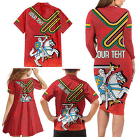 Personalized Lithuania Coat Of Arms Family Matching Long Sleeve Bodycon Dress and Hawaiian Shirt Special Version - Wonder Print Shop